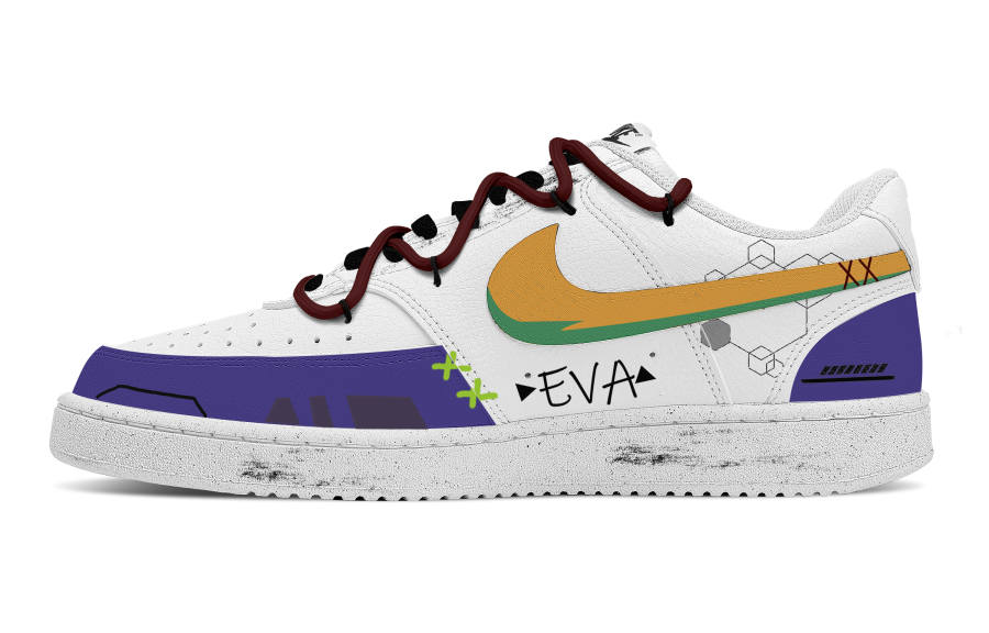 Nike Nike Court Vision 1 Evangelion 01 Unit Abrasion Resistant Low top Skateboard Shoes Men's Purple Yellow