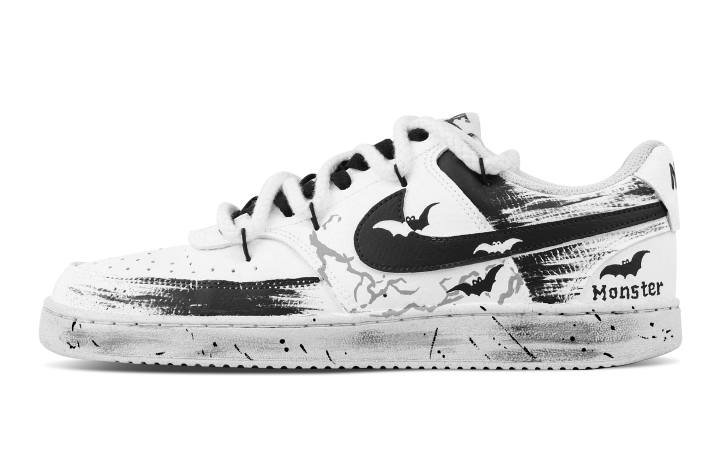 Nike Nike Court Vision 1 Demon Bat Abrasion Resistant Low top Skateboard Shoes Men's Black White