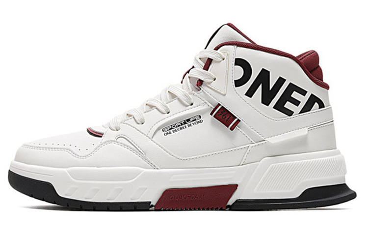 361° Mecha Dominance Fleece Lined Casual Slip Resistant Abrasion Resistant High top Skateboard Shoes White Black Red