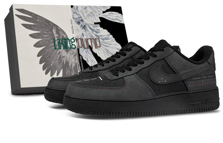 Nike Nike Air Force 1 Synthetic Leather Abrasion Resistant Abrasion Resistant Low top Skateboard Shoes Unisex Black