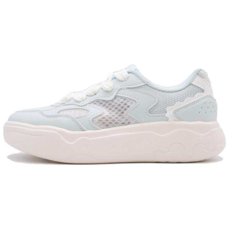 361° Mesh, Synthetic Leather Breathable Height Increasing Low top Skateboard Shoes Women's Green White