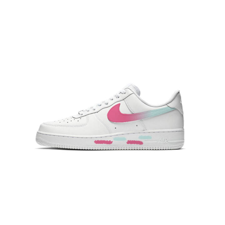 Nike Nike Air Force 1 Abrasion Resistant Abrasion Resistant Low top Skateboard Shoes Unisex White Pink Blue