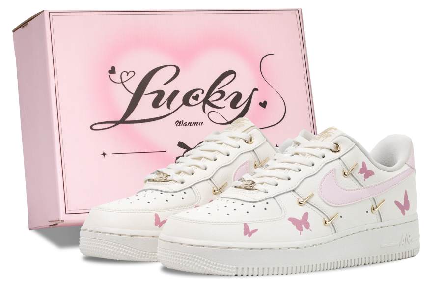Nike Nike Air Force 1 Butterfly Weaving Dreams Abrasion Resistant Balance Low Top Skateboard Shoes Women's White Pink