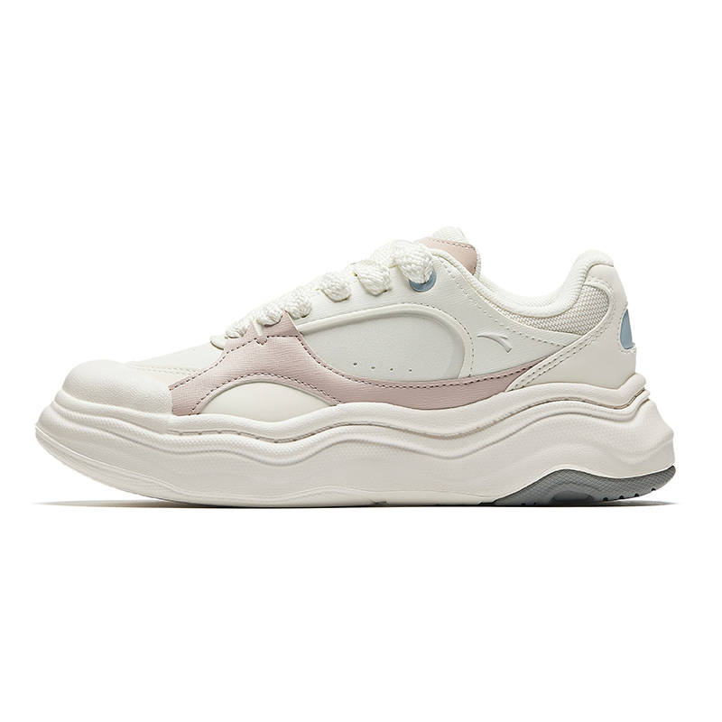 ANTA SUPERSTORE CHAOJIANTA Life Collection Slip Resistant Abrasion Resistant Low top Skateboard Shoes Women's Ivory White Lotus Gray