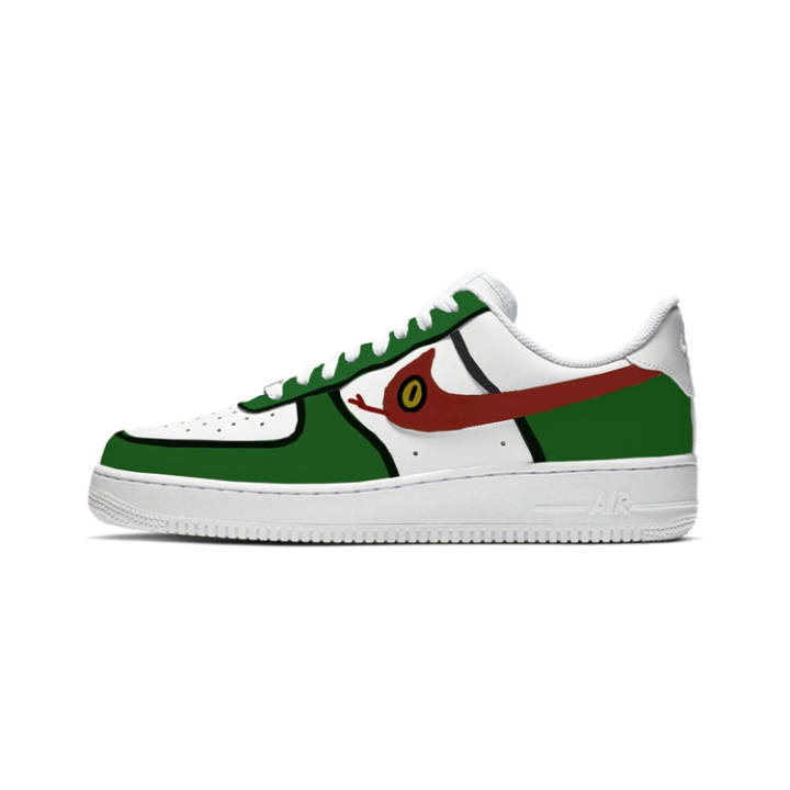 Nike Nike Air Force 1 07 Snake Shaped Leather Low top Skateboard Shoes Men's White Green