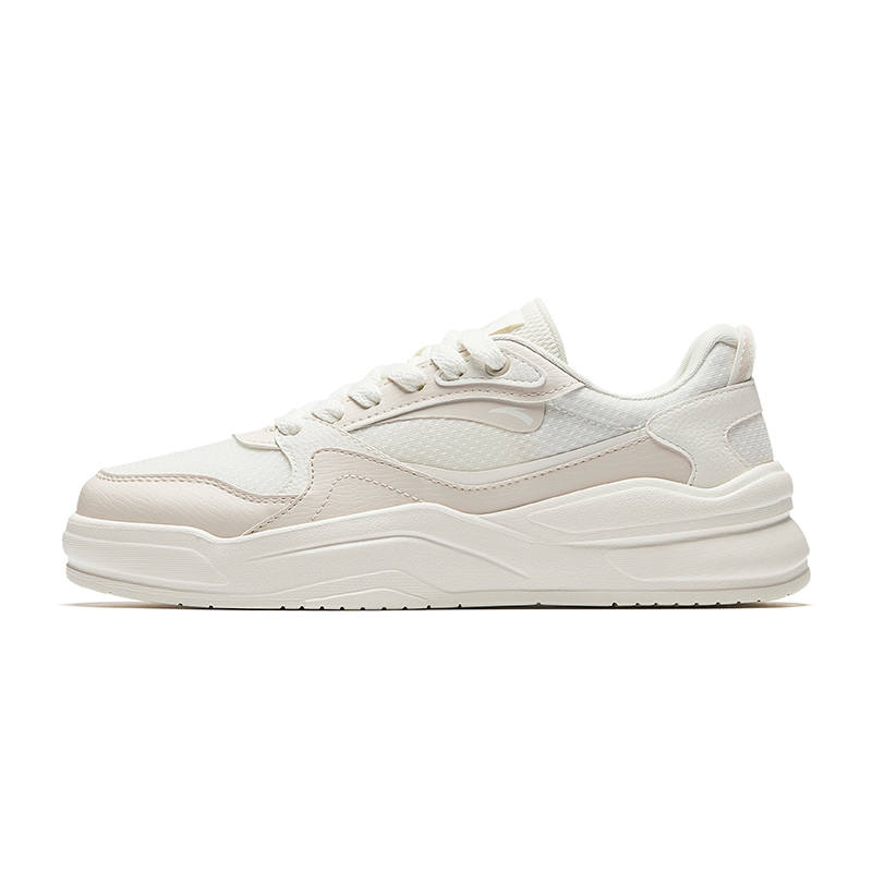Anta Rubber Bullet Breathable Height Increasing Low top Skateboard Shoes Women's White Beige