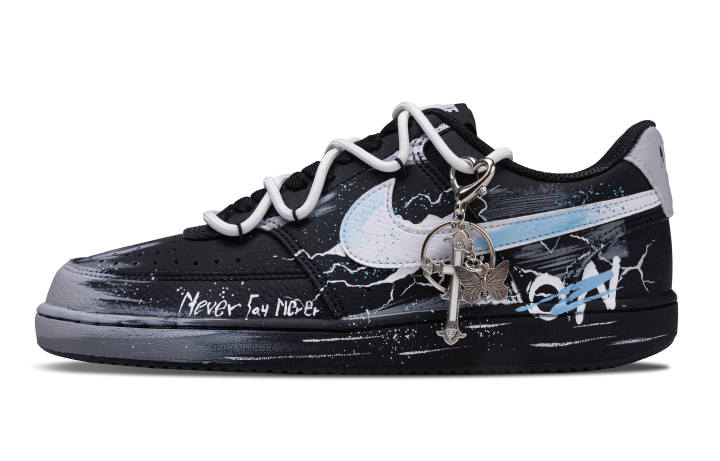 Nike Nike Court Vision 1 Winter Night Starlight Leather Wear resistant And Lightweight Low top Skateboard Shoes Unisex Black