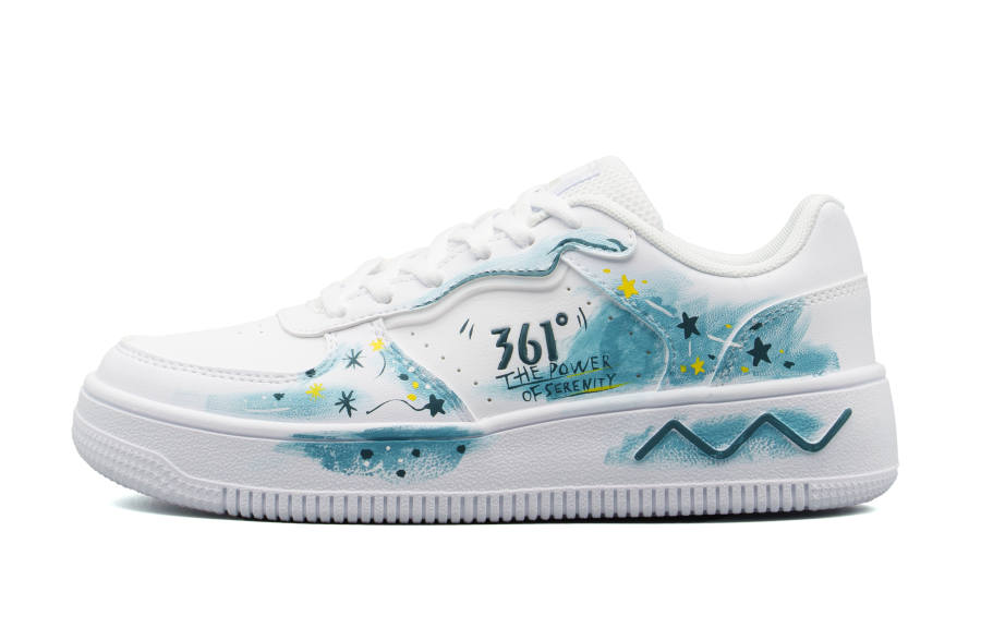361° Slip Resistant Abrasion Resistant Low Top Skate Shoes Unisex White Blue