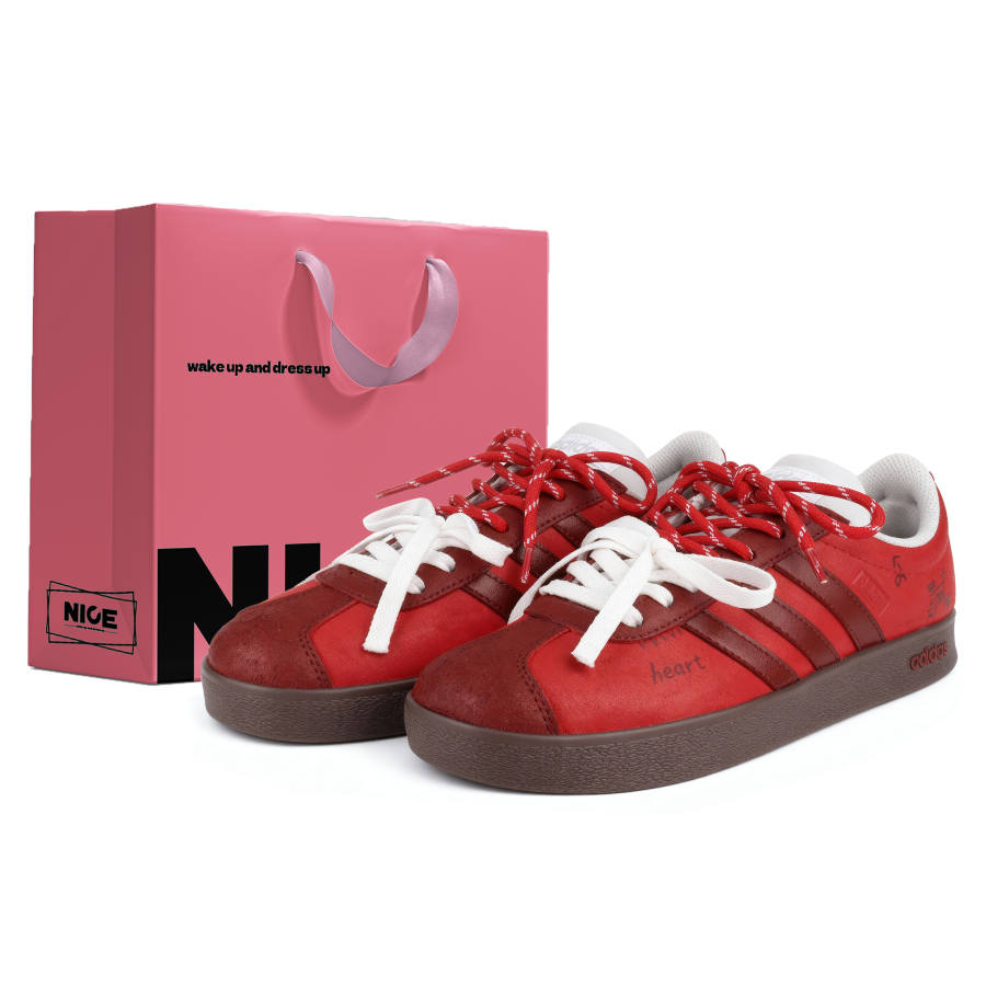 Adidas Adidas VL COURT 2.0 Abrasion Resistant, Lightweight, And Breathable Low top Skateboard Shoes Unisex Red