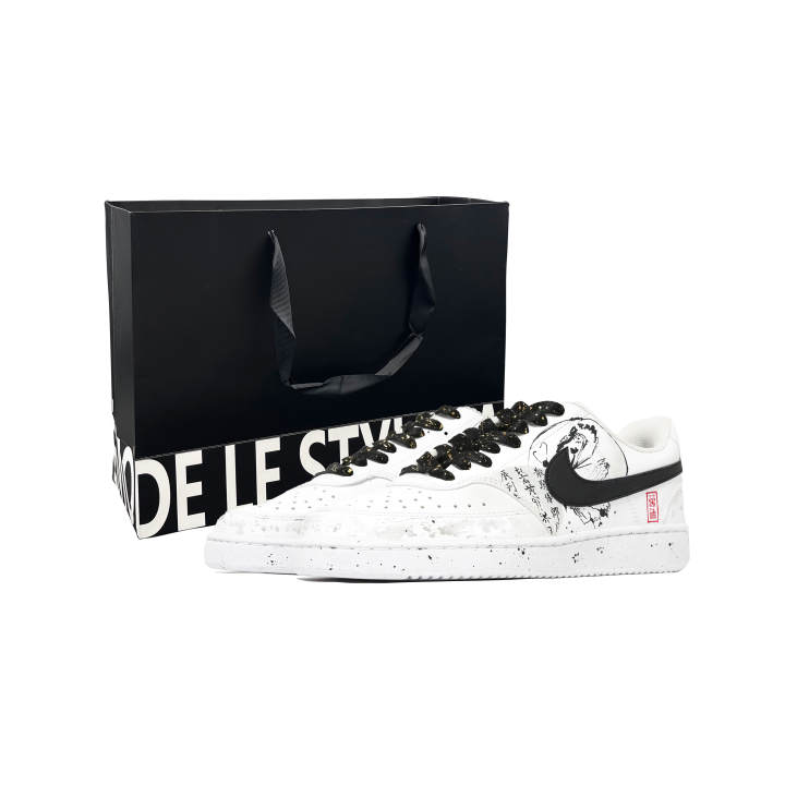 Nike Nike Court Vision 1 Emergent Butterfly Abrasion Resistant Breathable Low top Skateboard Shoes Unisex Black White