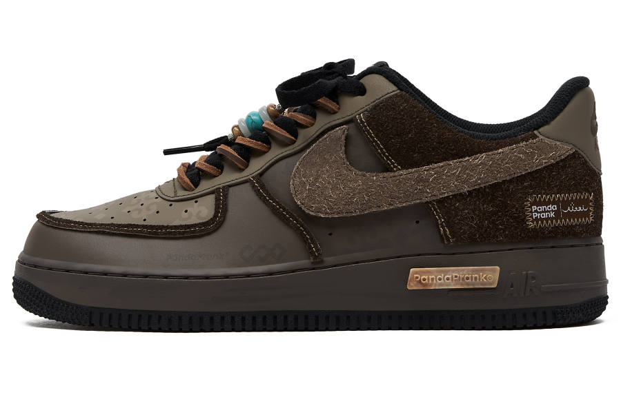 Nike Nike Air Force 1 Slip Resistant Abrasion Resistant Low top Skateboard Shoes Unisex Black Umber