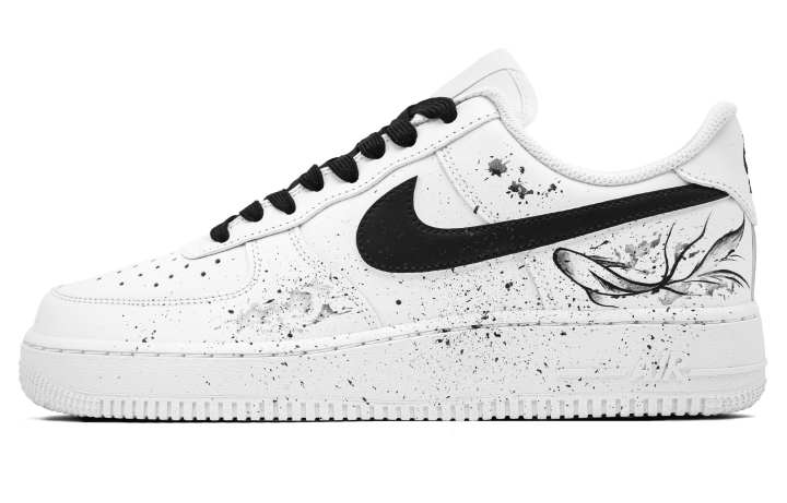 Nike Nike Air Force 1 Like A Fish In Water Cushioning Lightweight Low top Skateboard Shoes Unisex Black White