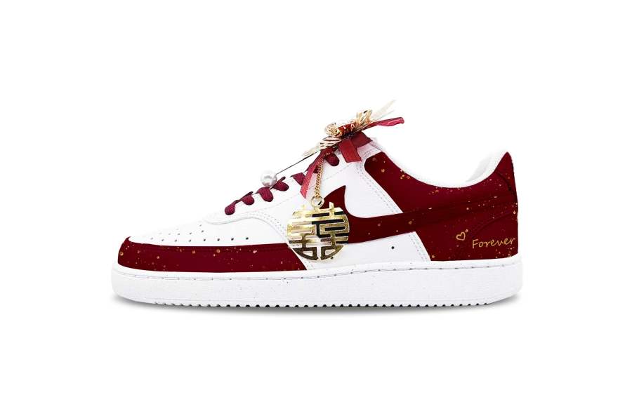 Nike Nike Court Vision Long Remembered Cushioning Low top Skateboard Shoes Men's Red