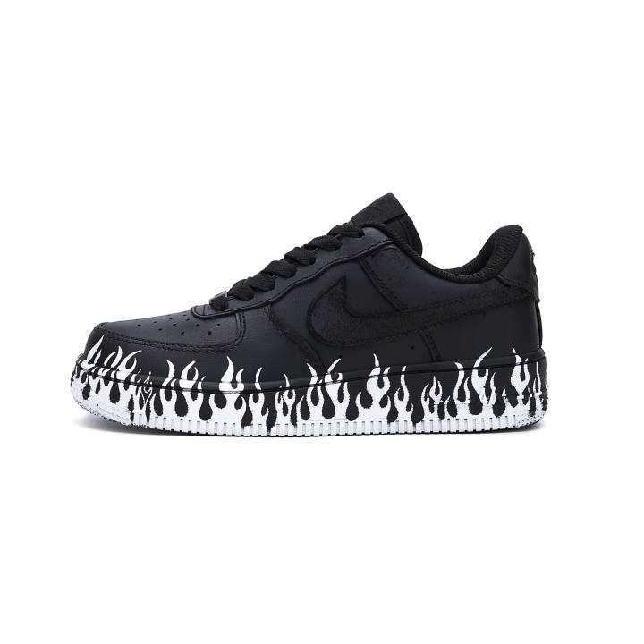 Nike Nike Air Force 1 Slip Resistant Abrasion Resistant Low top Skateboard Shoes Unisex Black White