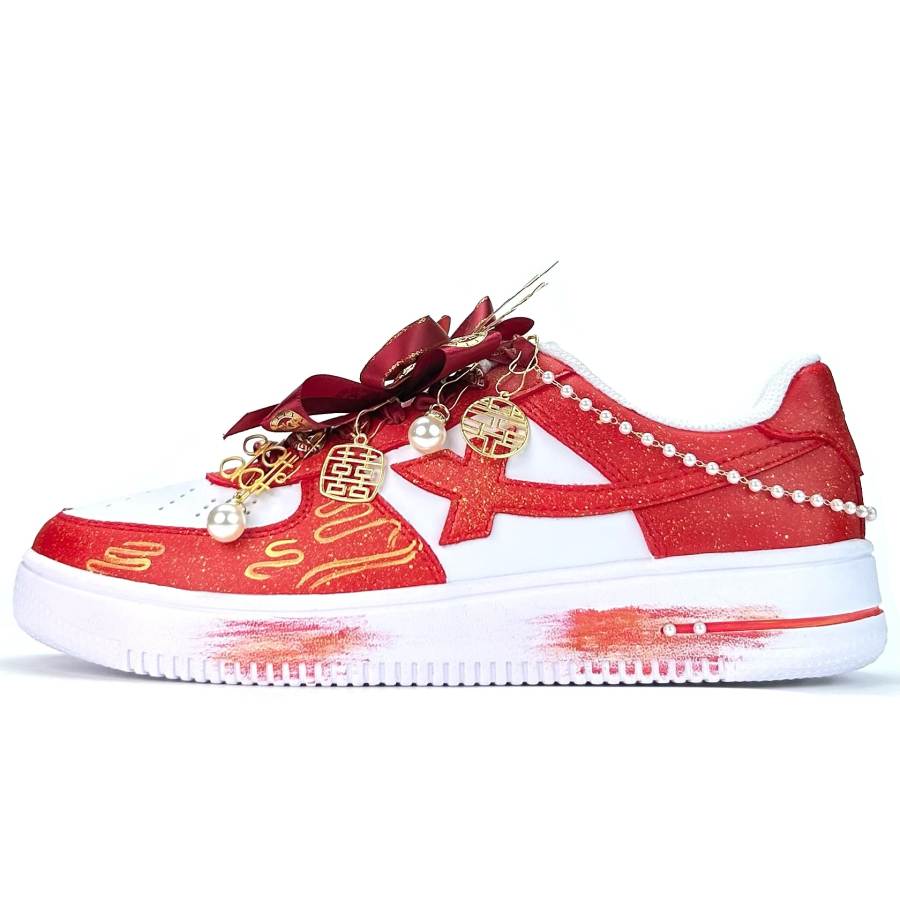XTEP Air Force 1 Abrasion Resistant, Lightweight, And Breathable Low top Skateboard Shoes Unisex Red