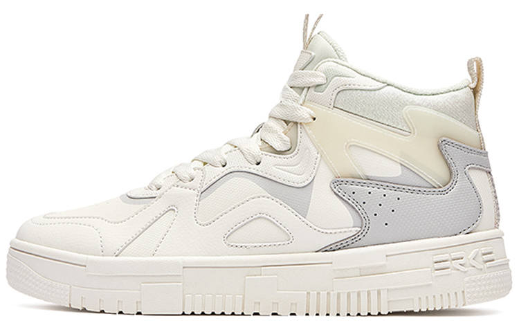 Erke Slip Resistant High top Skateboard Shoes Women's Ivory White