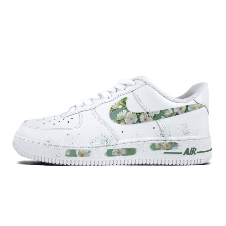 Nike Nike Air Force 1 Cherry Blossoms Cushioning, Wear Resistant Skateboard Shoes Unisex White
