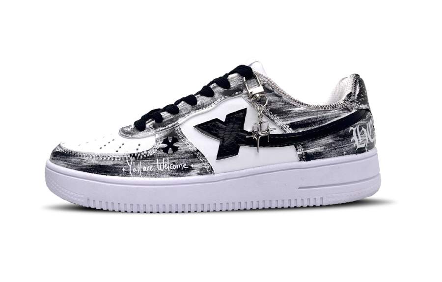 XTEP Air Force 1 Slip Resistant Abrasion Resistant Low top Skateboard Shoes Men's Black White Gray