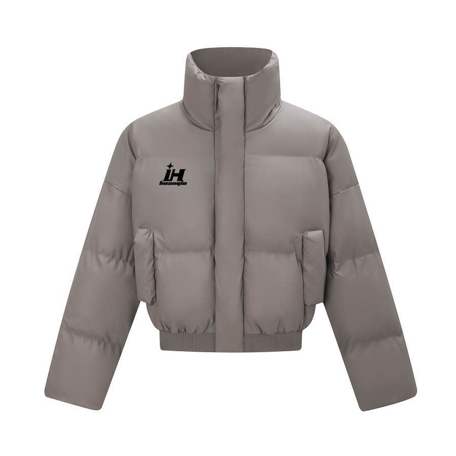 HUANQIU Puffer Jackets Unisex Stand Collar Thickened Padded Puffer Jacket