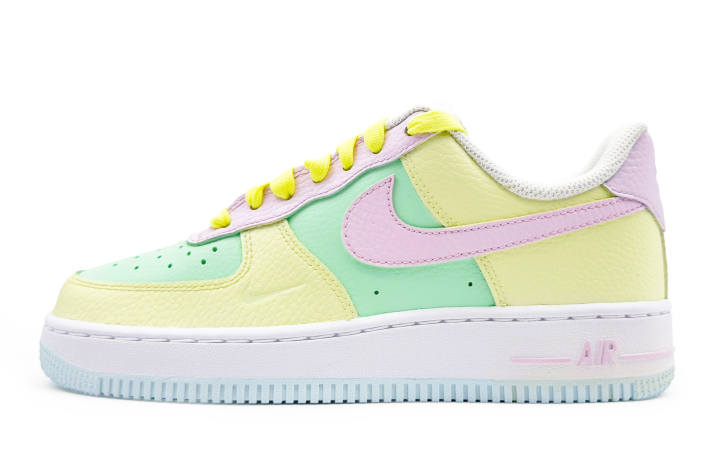 Nike Nike Air Force 1 Abrasion Resistant Low top Skateboard Shoes Women's Pink Yellow Green