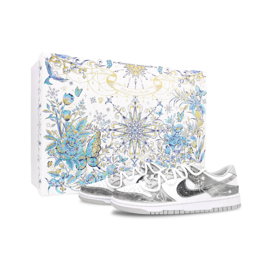 Nike Nike Dunk Leather Cushioning, Wear Resistant Low top Skateboard Shoes Unisex Silver Gray
