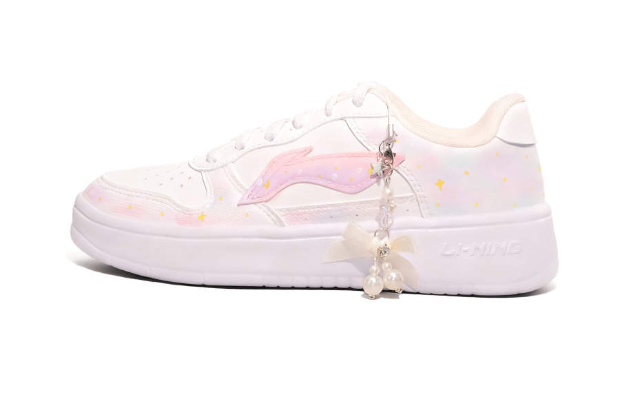 Li-Ning Li Ning Floating Boat Synthetic Leather Wear resistant And Lightweight Low top Skateboard Shoes Women's White Pink