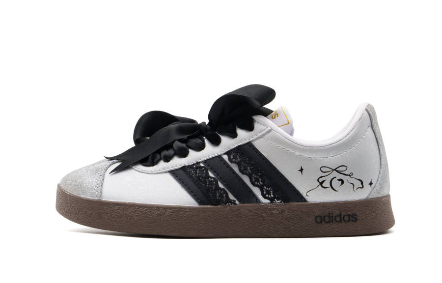 Adidas Adidas Vl Court Classic Abrasion Resistant Low top Skateboard Shoes Women's Silver Black