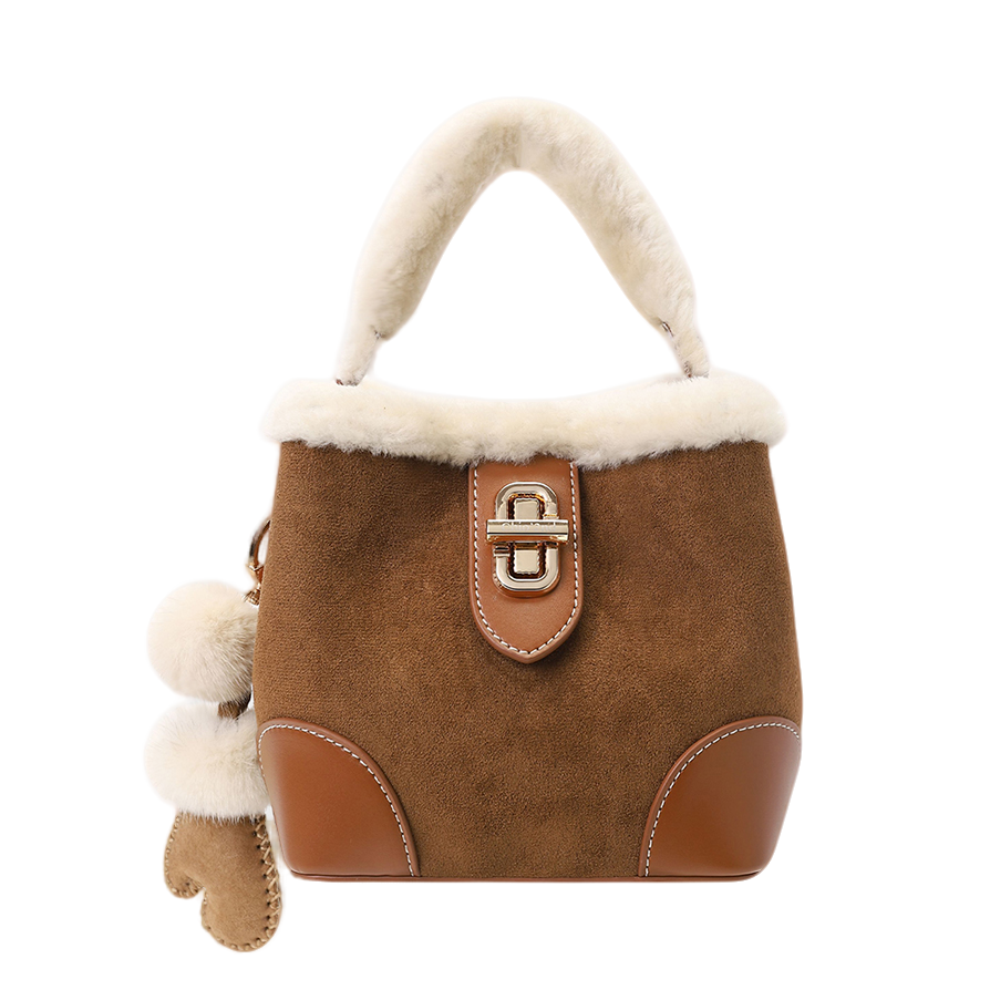 PAYOT Synthetic Leather Deep Autumn Fleece Handbag Women's Brown/Coffee