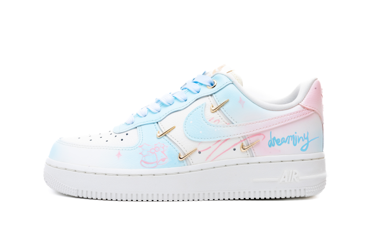 Nike Nike Air Force 1 Blue Bell Trace Leather Abrasion Resistant Low top Skateboard Shoes Women's White