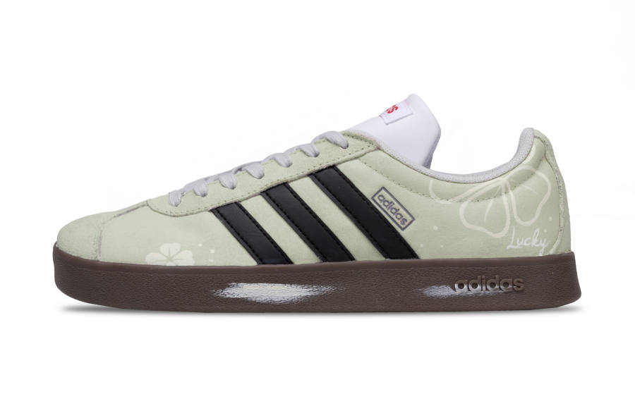 Adidas Neo VL Court 2.0 Lucky Clover Slip Resistant Cushioning Low top Skateboard Shoes Unisex Light Green