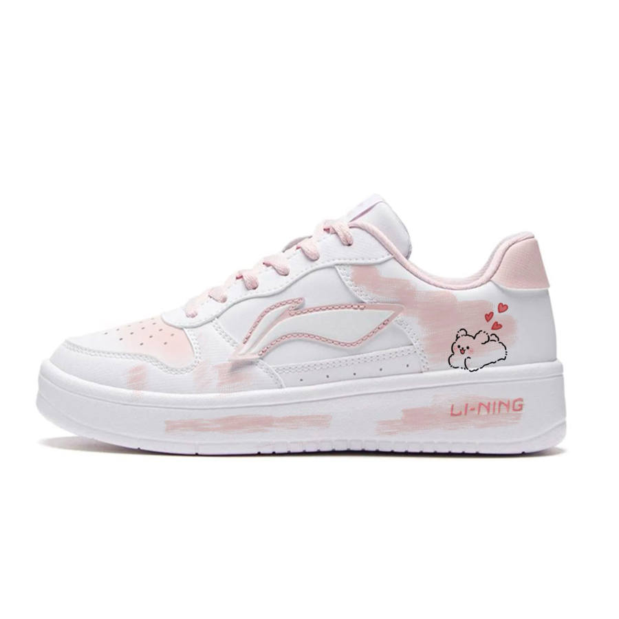 Li-Ning Li Ning Floating Boat Slip Resistant, Abrasion Resistant, Lightweight Low top Skateboard Shoes Women's White Pink