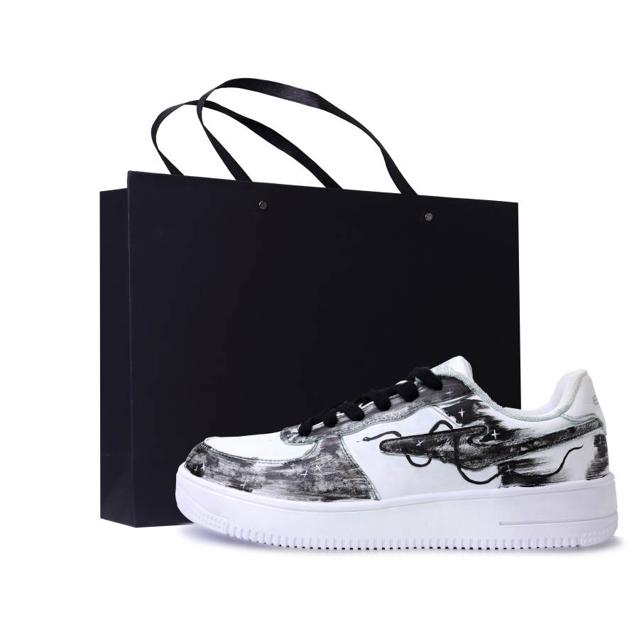 Erke Skateboard Coverage Cushioning Breathable Low top Skateboard Shoes Men's Black White
