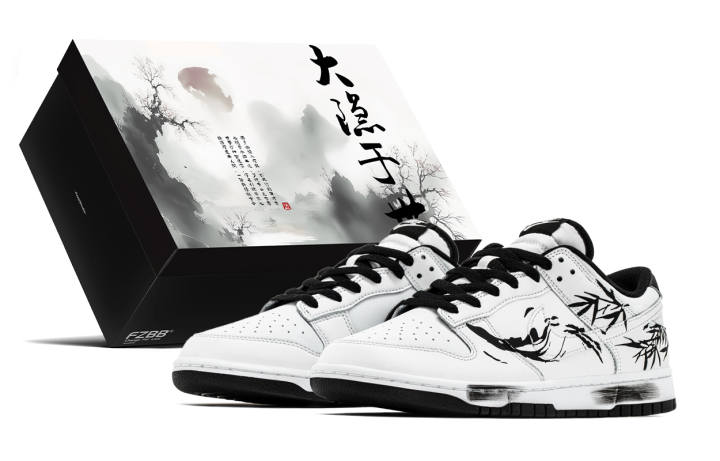 Nike Nike Dunk Box, White Moon Autumn Abrasion Resistant Abrasion Resistant Low top Skateboard Shoes Men's Black White