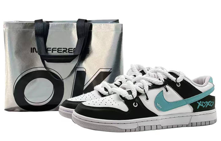Nike Nike Dunk EIGHT% Xoxo Cushioning, Wear Resistant Low top Skateboard Shoes Men's Black White Green
