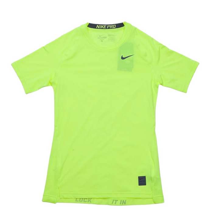 Nike Nike Pro T Shirts Men's Bright Green Crew Neck Moderate