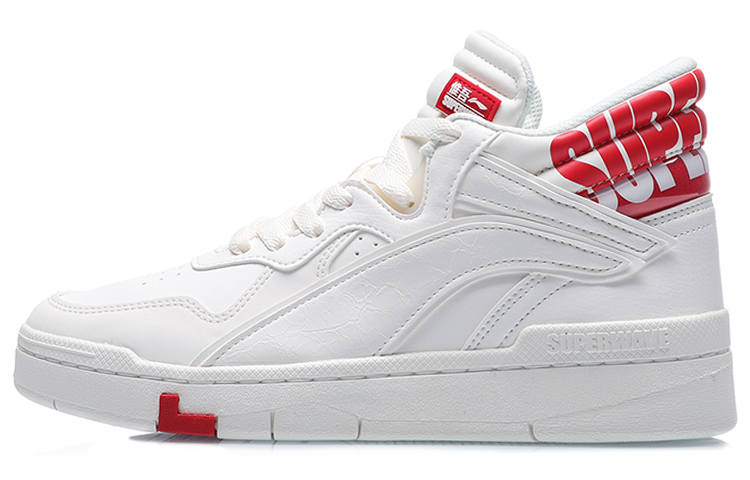 Li-Ning Li Ning Wave Coverage Thermal Slip Resistant Mid top Skateboard Shoes Women's White Red