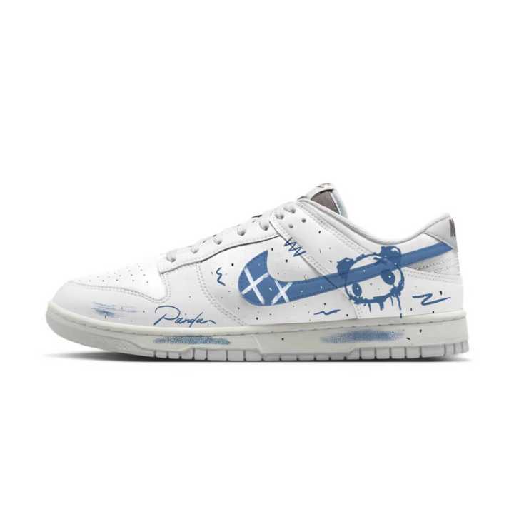Nike Nike Dunk Abrasion Resistant Low top Skateboard Shoes Unisex White Blue