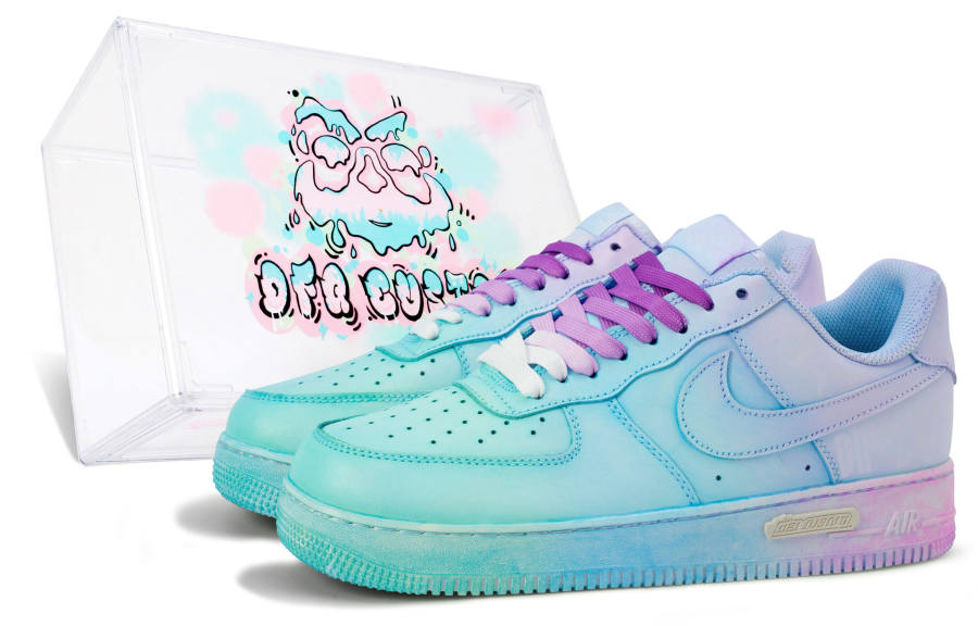Nike Nike Air Force 1 Low top Skateboard Shoes Men's Green Blue Purple