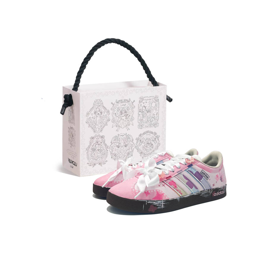 Adidas Adidas VL COURT 2.0 Lifestyle Butterfly Dancing Abrasion Resistant Low top Skateboard Shoes Unisex Pink