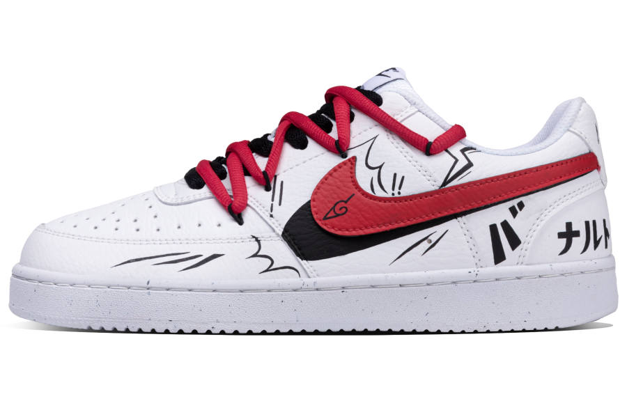 Nike Nike Court Naruto Synthetic Leather Slip Resistant Abrasion Resistant Low top Skateboard Shoes Unisex White Red