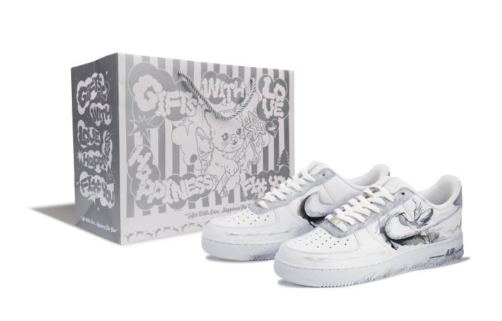 Nike Nike Air Force 1 Slip Resistant Abrasion Resistant Low top Skateboard Shoes Unisex Black White Gray