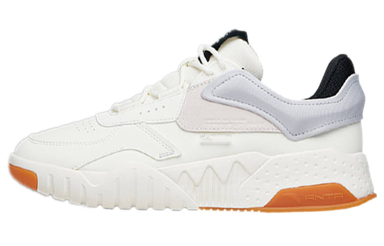 Anta Slip Resistant Abrasion Resistant Slip Resistant Abrasion Resistant Low top Skateboard Shoes Men's White Gray