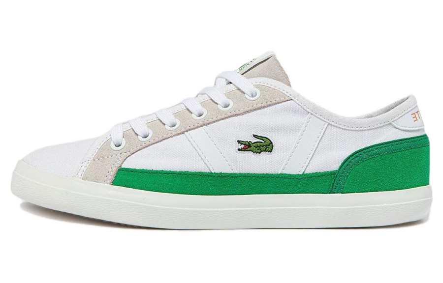 LACOSTE Leather Minimalist Fashion Low top Skateboard Shoes Women's White Green