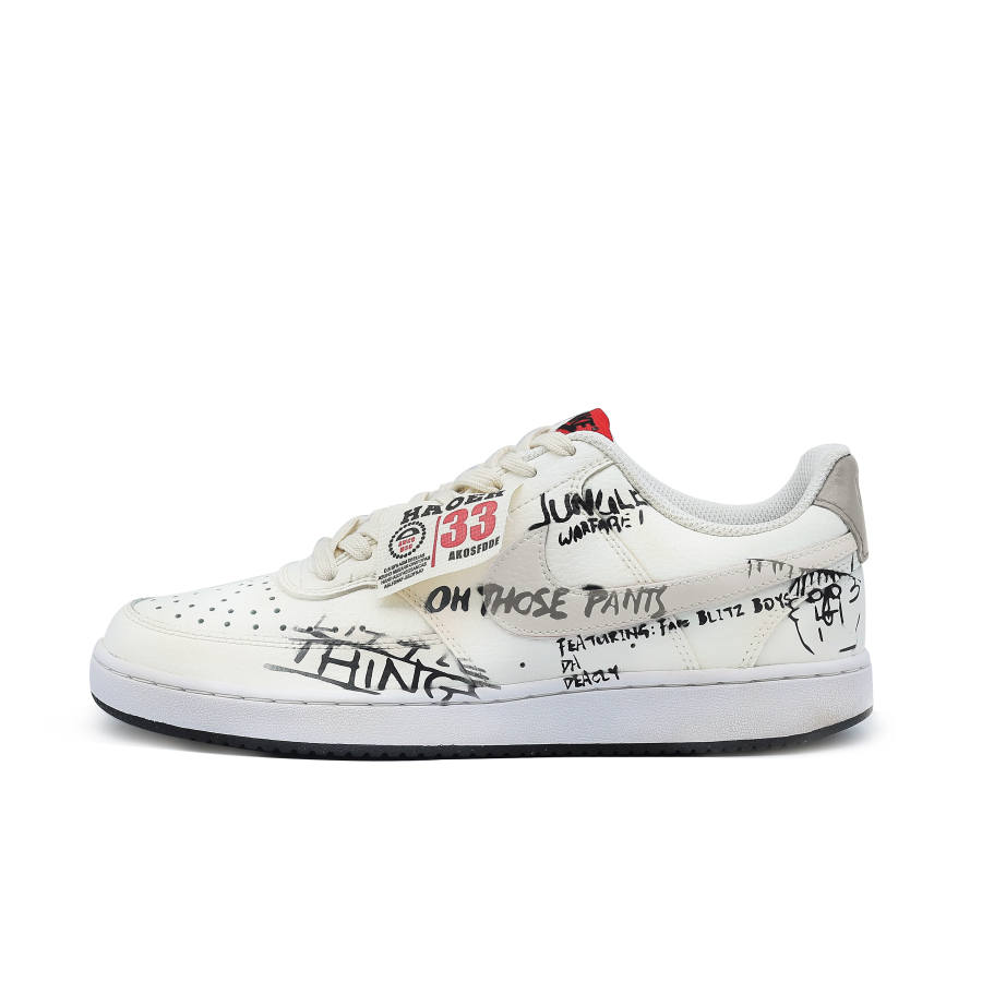 Nike Nike Court Vision 1 Abrasion Resistant Lightweight Wear resistant And Lightweight Low top Skateboard Shoes Unisex White