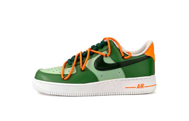 Nike Nike Air Force 1 07 Abrasion Resistant Low top Skateboard Shoes Men's Green Orange