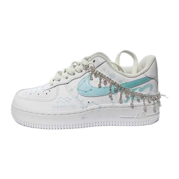 Nike Nike Air Force 1 Abrasion Resistant Abrasion Resistant Low top Skateboard Shoes Unisex White Blue