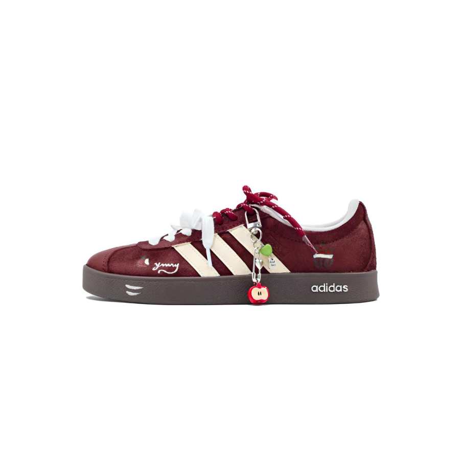 Adidas Adidas Vl Court Classic Berry Sweetheart Abrasion Resistant Low top German Army Trainers Unisex Burgundy