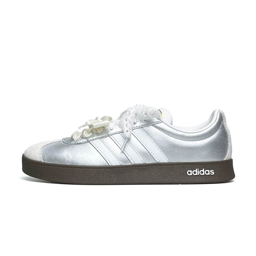 Adidas Adidas VL COURT 2.0 Slip Resistant Abrasion Resistant Low top Skateboard Shoes Unisex Silver