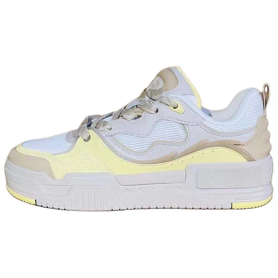 Anta Cushioning, Wear Resistant Low top Skateboard Shoes Women's White Yellow
