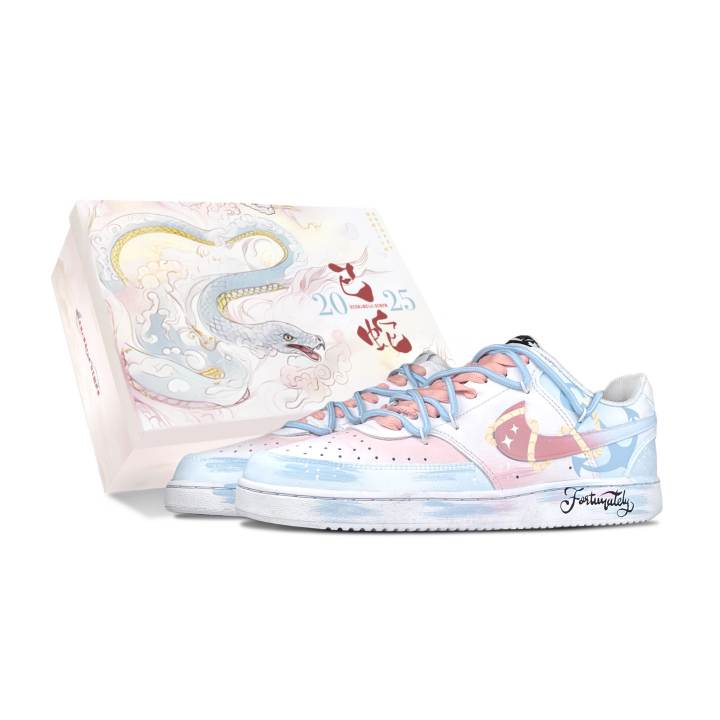 Nike Nike Court Vision 1 Skateboard Shoes Unisex Low Top Pink White Blue